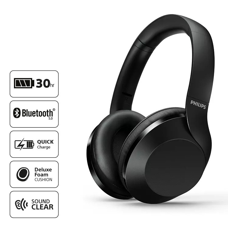 Jual Philips Taph802 Black Wireless Bluetooth Headphones / Taph 802 | Shopee Indonesia