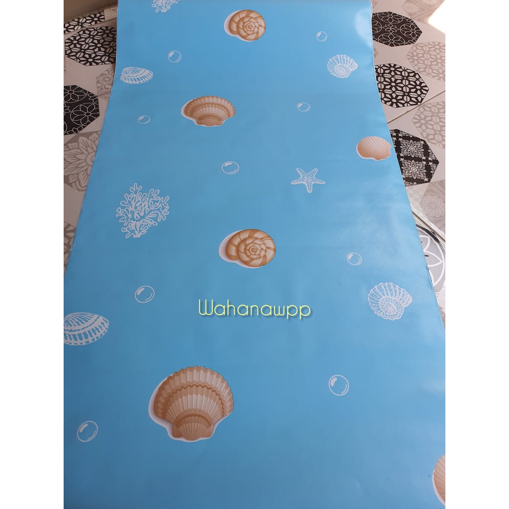 WALLPAPER DINDING MOTIF KERANG BIRU UK 45 CM X 10 METER Shopee Indonesia