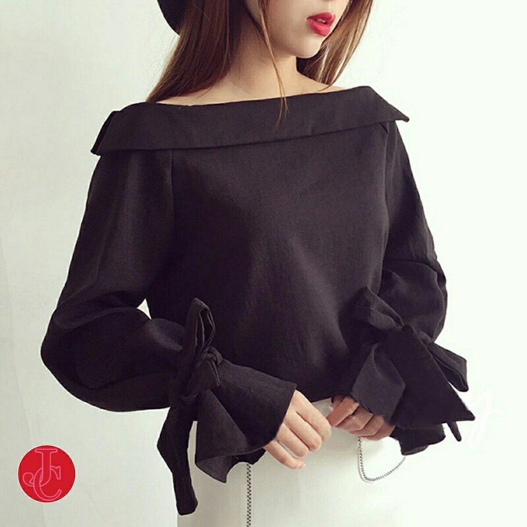 Atasan wanita blouse baju off shoulder morina lace top. Blouse Hilary Hitam Baju Atasan Wanita Blouse Cantik Warna Hitam Shopee Indonesia