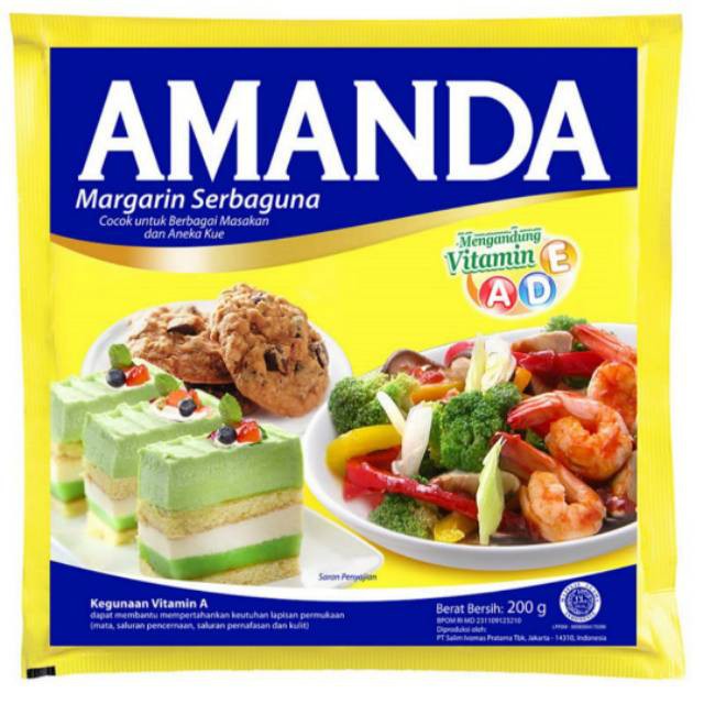 AMANDA Margarin Serbaguna 200g - Mentega Margarine Masak - Cooking Butter |  Shopee Indonesia
