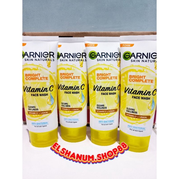 Jual Garnier Bright complete Vit C+ face wash 100 ml / Garnier foam 100 ml / Garnier kuning