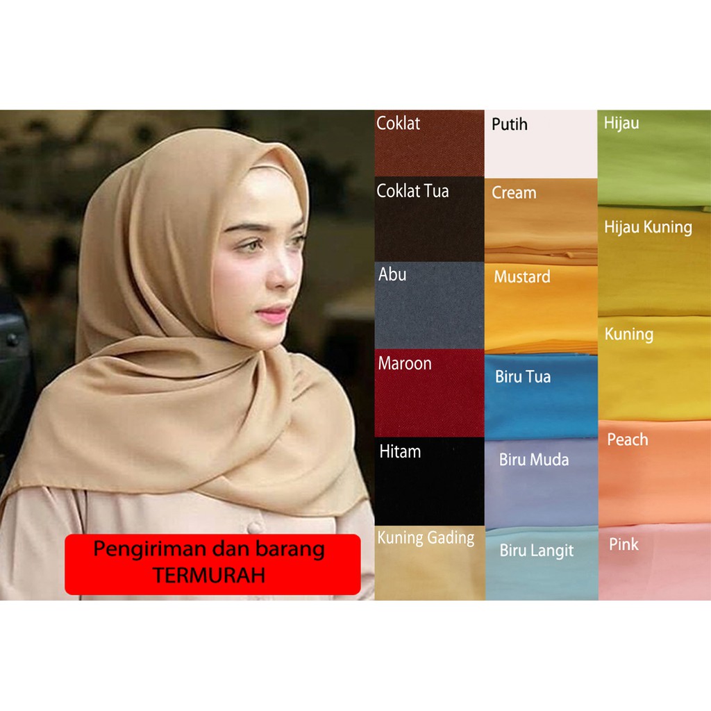 KU011 WARNA PART 1 BELLA SQUARE JILBAB SEGIEMPAT BASIC JILBAB