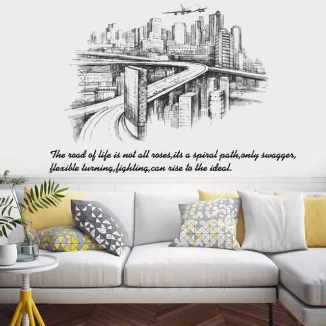 Jual Stiker Dinding Wallpaper 60X90Cm Motif Karakter Lukisan Sketsa Kota Dekorasi Ruangan Kantor Indonesia|Shopee Indonesia 640_x_640_jpg