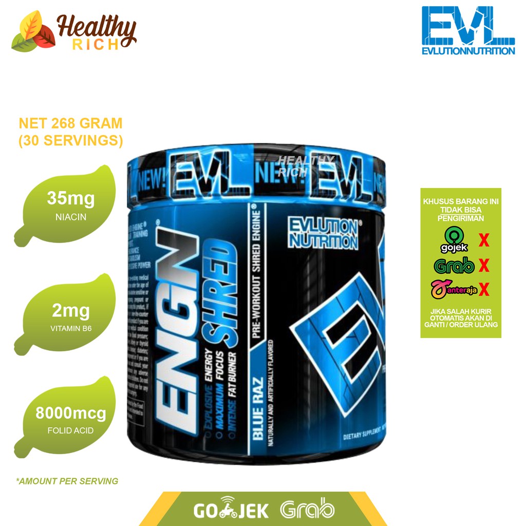 EVL EVLUTION NUTRITION ENGN SHRED Pre Workout + Fat Burner 30 SERVINGS