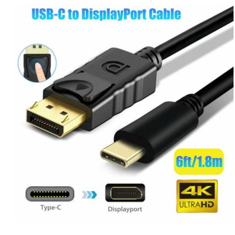 Jual Usb 3.1 Type-C To Displayport 1.8M 4K Gold Cable - Kabel Usb-C To Dp Display Port | Shopee Indonesia