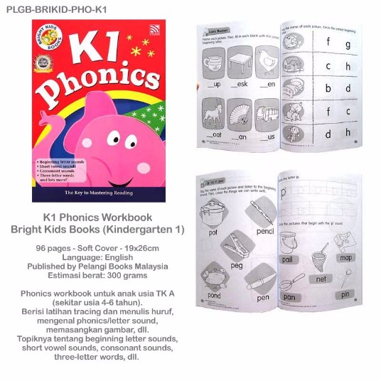 K1 Phonics Workbook Bright Kids Books (Kindergarten 1) Shopee Indonesia