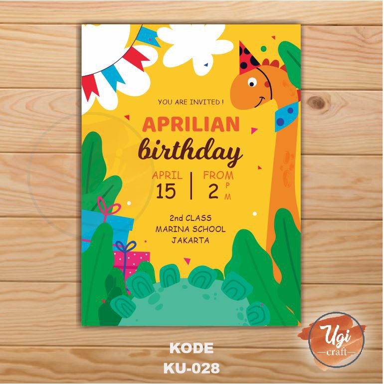 Kartu Undangan Ulang Tahun Anak Tema Animal Lucu Custom Desain
