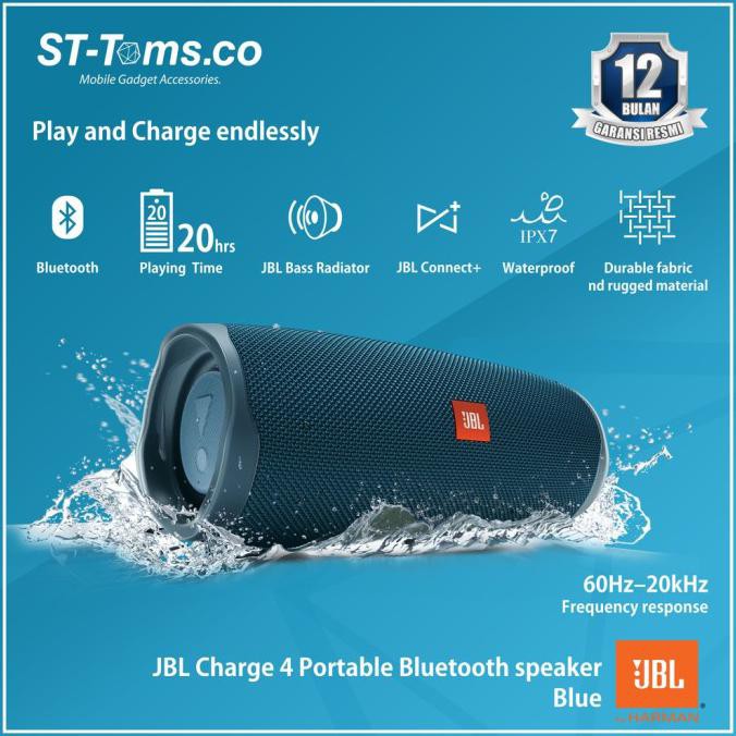 Jual Jbl Charge 4 Portable Waterproof Wireless Bluetooth Speaker - Blue Outletsagara | Shopee Indonesia