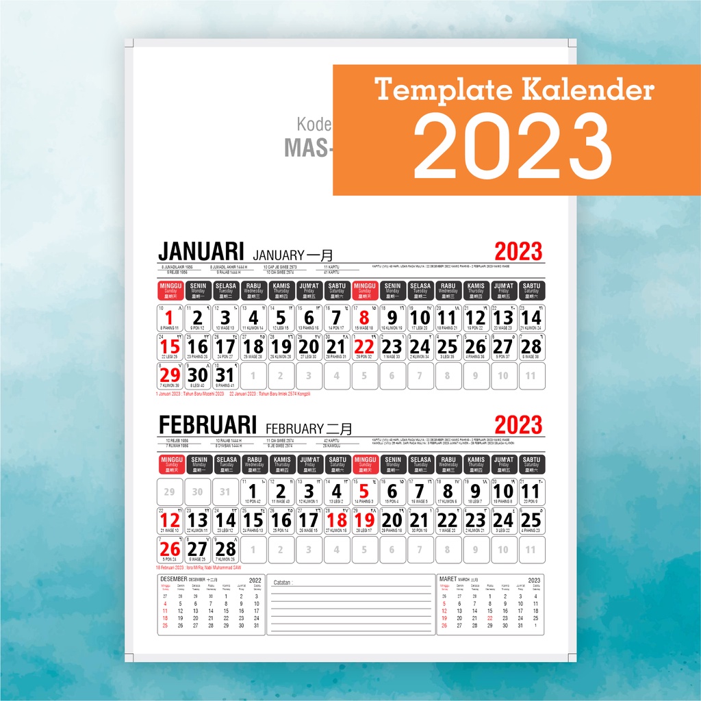 kalender 2023 2023 Jual Kalender 2023 Master Cetak Vector - Mas-2023-16 Indonesia|Shopee Indonesia