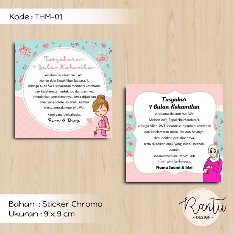 Stiker label tasyakur kehamilan/ syukuran 4 bulanan
