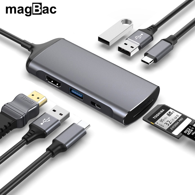 Jual Usb Hub Laptop Dock Station Dual Monitor For Macbook Pro Ipad Computer Accessories Hub Usb C Hdmi V | Shopee Indonesia