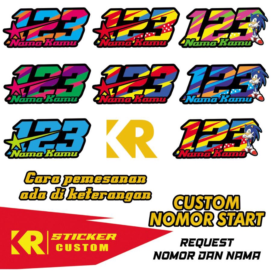 Jual Stiker Nomor Start (Request Nomor, Gambar Dan Nama) Ukuran Lebar Rata" 25 Cm | Shopee Indonesia