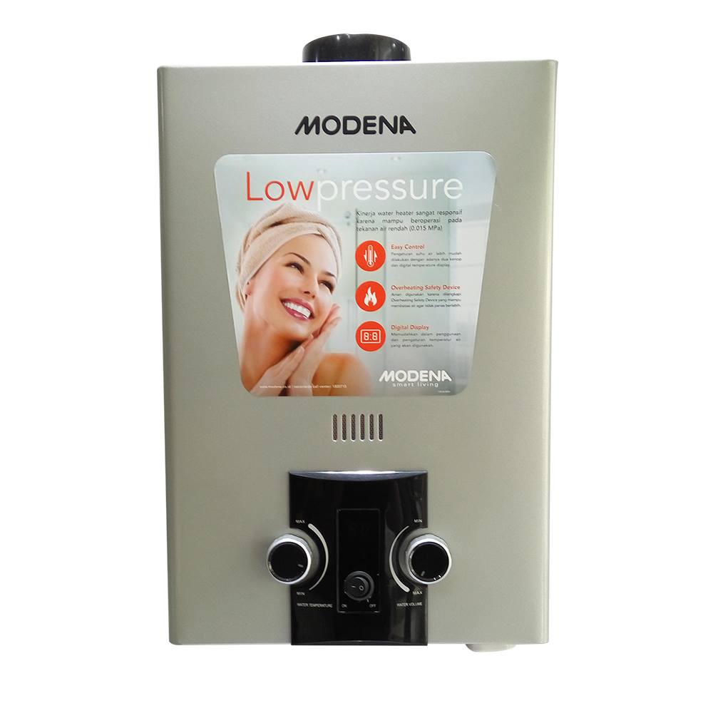 Jual WATER HEATER MODENA GI 6AV // PEMANAS AIR SHOWER KAMAR MANDI GAS