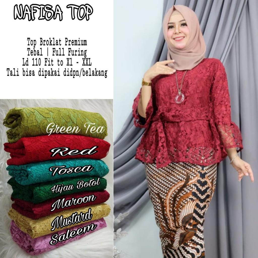 Nafisa Top Atasan Brokat Full Furing Ld 110cm Atasan