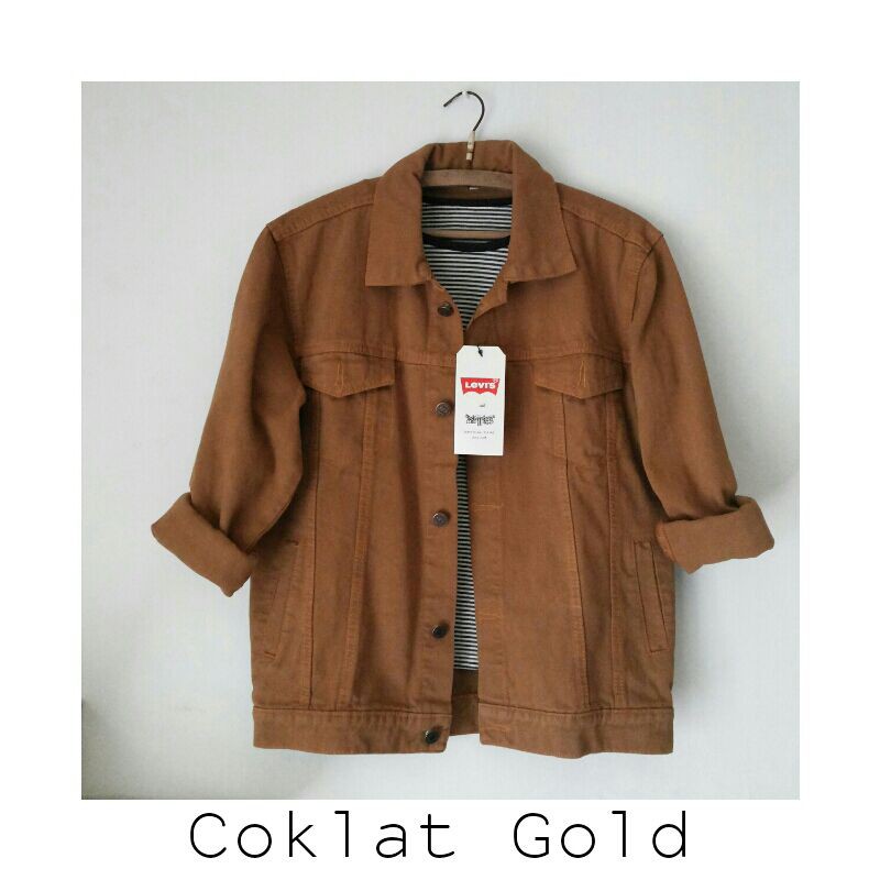 Jual Jacket Jeans | Jaket Jeans Coklat | Jaket Jeans Warna | Denim Jacket | Oversize Jaket | Shopee Indonesia