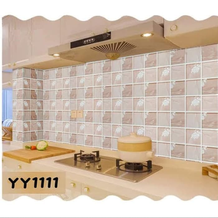 Jual Wallpaper Dinding Kitchen Set Motif Keramik Flower Warna Coklat | Shopee Indonesia