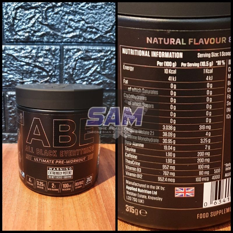 Jual Suplemen Fitness Applied Nutrition Abe 30 Serving Malang Pre Workout  All Black Everything Indonesia|Shopee Indonesia