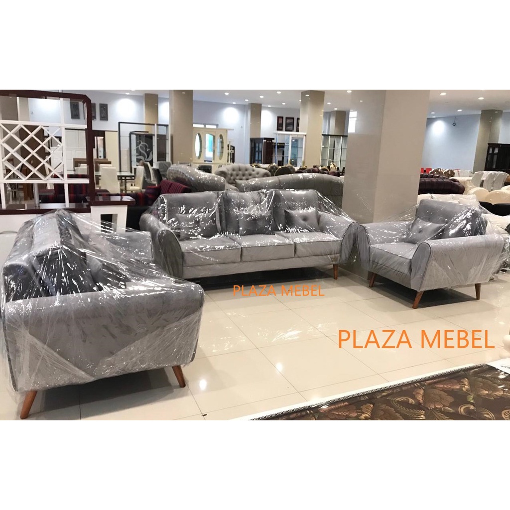Jual Sofa Kursi Tamu Madrid Minimalis Modern Beludru 321 Indonesia|Shopee Indonesia