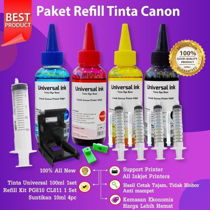 Jual Paket Tinta 4 Warna 100Ml Refill Canon Ts207 Ts307 Tr4570S Mp258