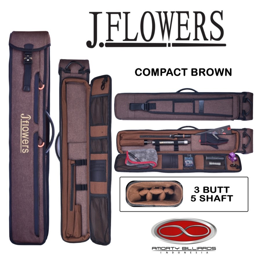 Jual J Flowers Cue Case JF Compact 35 Brown ( Soft Case) Shopee