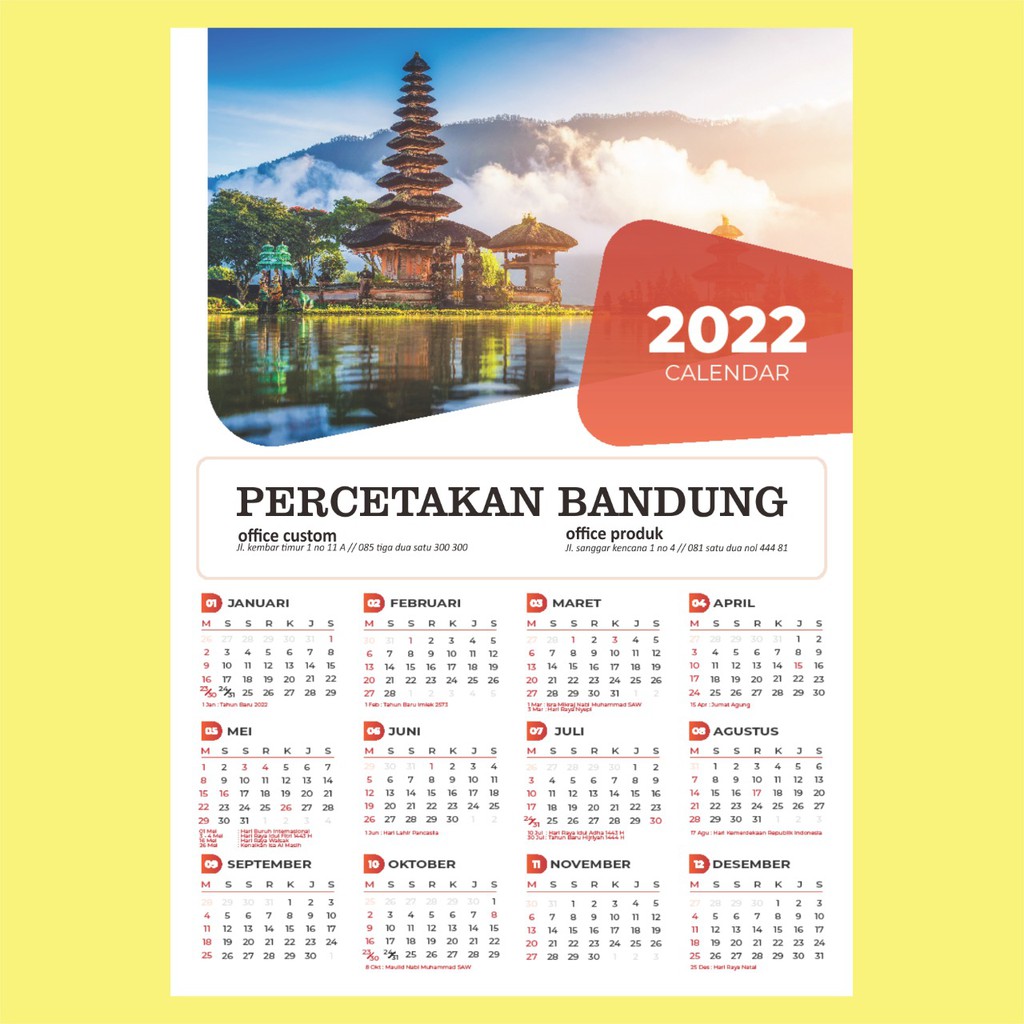 Jual Kustom | Custom | Kalender Dinding 2022 Pemandanngan | Minim Pembelian  25 Pcs | Kalding 2022 | Indonesia|Shopee Indonesia
