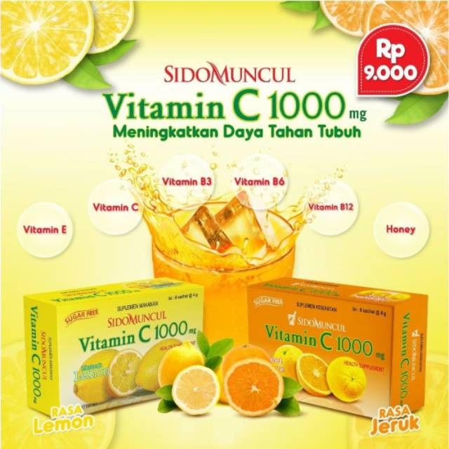 Vitamin C 1000 mg Sido Muncul Isi 6 Sachet memelihara imun