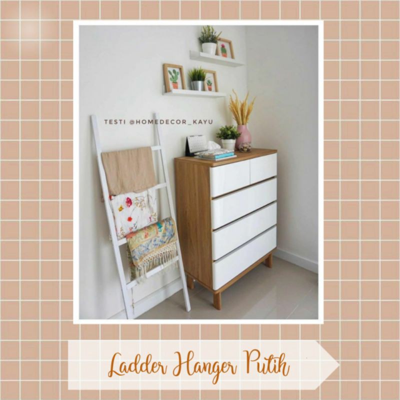HK Ladder hanger kayu T.140cm / Rak mukena / Rak Sajadah / Tempat