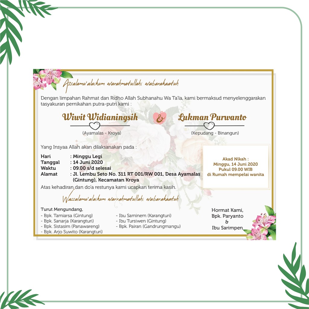 kartu ucapan tasyakuran pernikahan undangan tasyakuran
