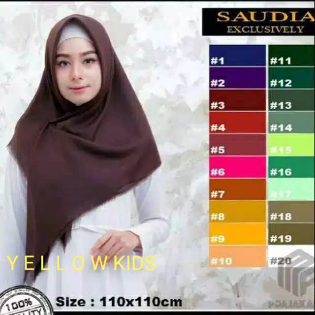JILBAB / HIJAP / KERUDUNG SAUDIA SEGI EMPAT BAHAN KATUN PE TERLARIS