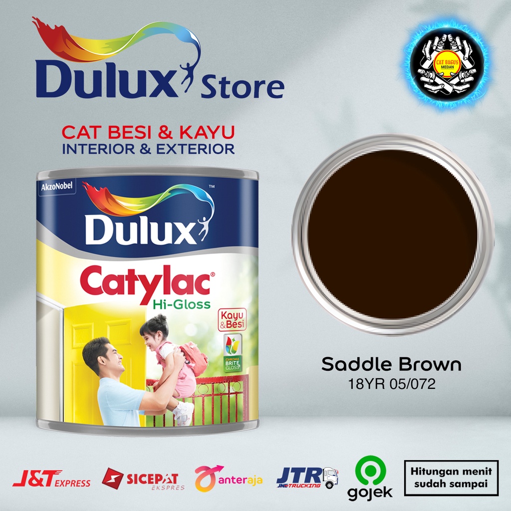 Jual Cat Minyak Cat Kayu Dan Besi Dulux Catylac Hi-Gloss 1 Kg Warna Saddle Brown 18Yr 05/072 Cokelat Coklat Tua 1Kg Cat Kusen Pintu Jendela Enamel Anti Karat Anti Rayap Gojek Higloss