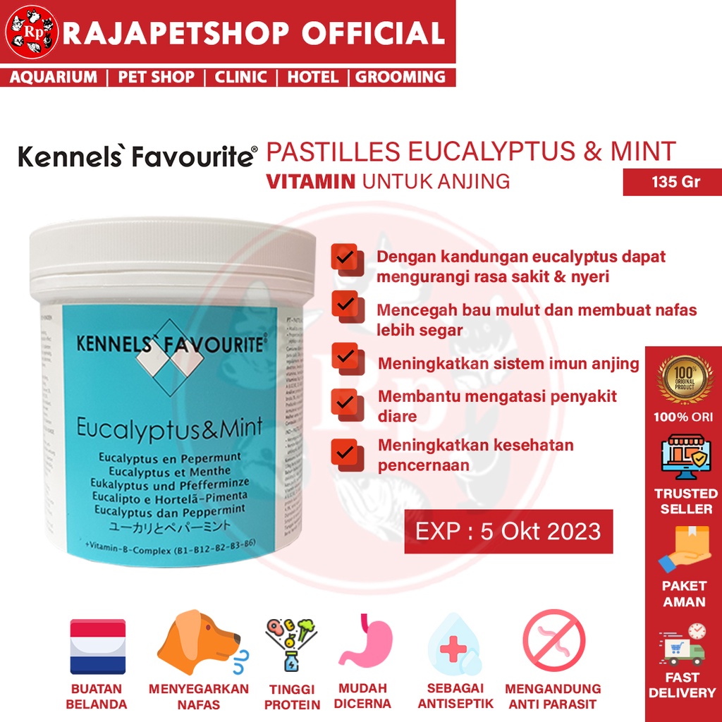 Jual ( VITAMIN ) KENNELS FAVOURITE DOG PASTILLES EUCALYPTUS MINT 135 GR