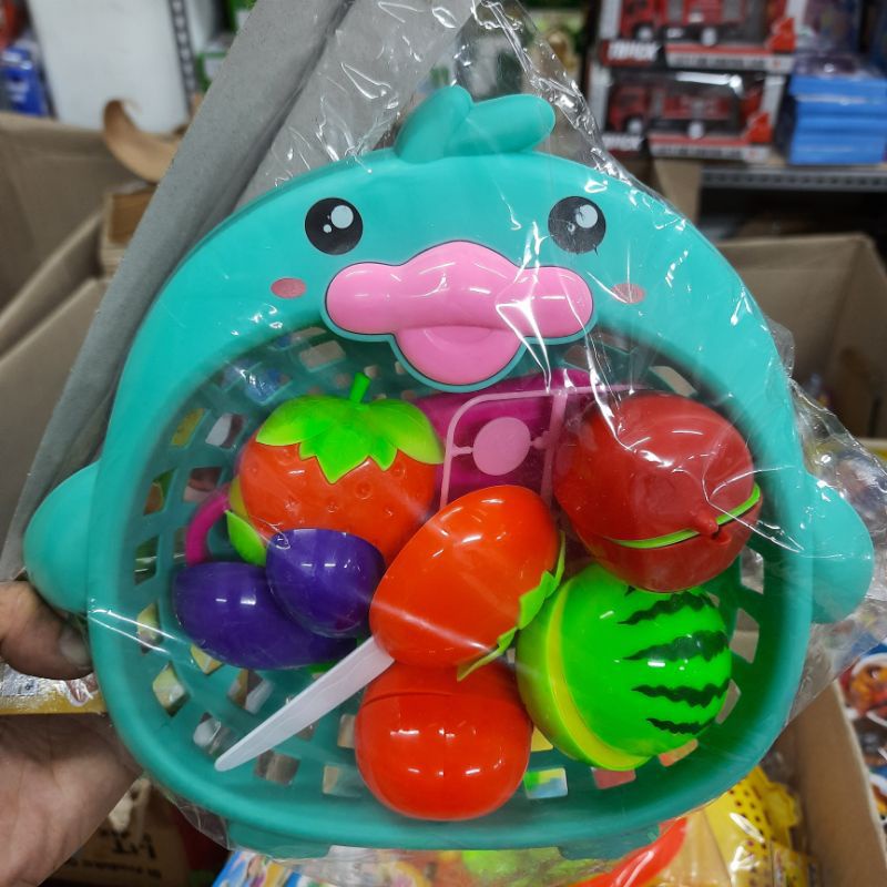 Jual Mainan Anak Buah2An Potong + Keranjang Jala Karakter Pinguin Cantik & Lucu Indonesia|Shopee Indonesia