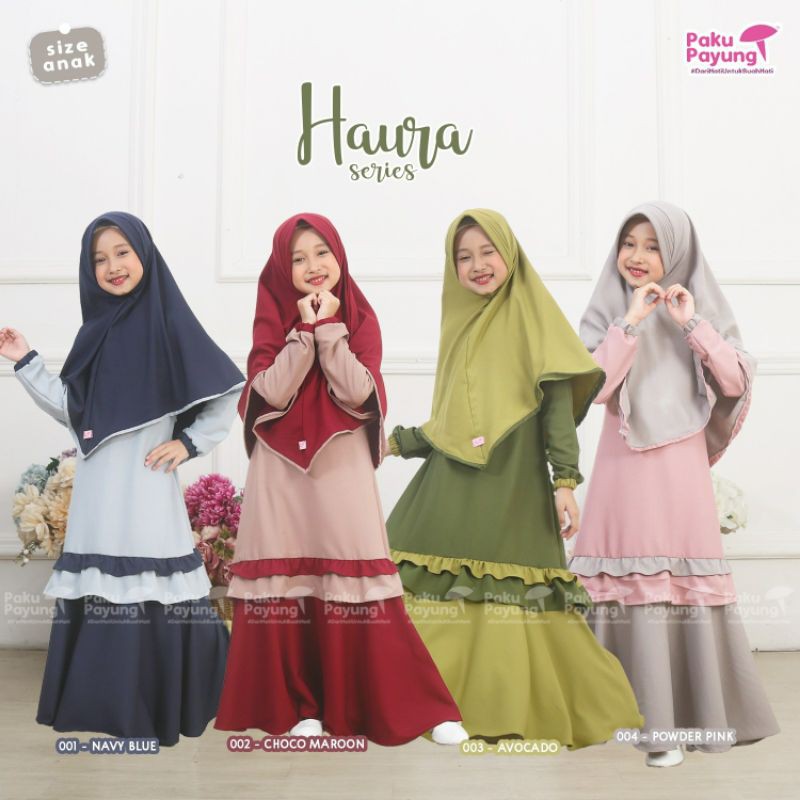 PAKU PAYUNG GAMIS BAYI ANAK DAN REMAJA CANTIK LUCU MURAH POLOS HAURA