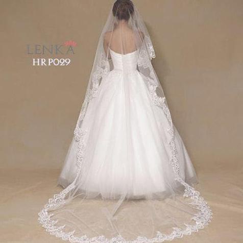 Jual Kerudung Rambut Wedding Lace Pengantin Korea Panjang Llenka - Hrp029 - Putih  Tulang Indonesia|Shopee Indonesia