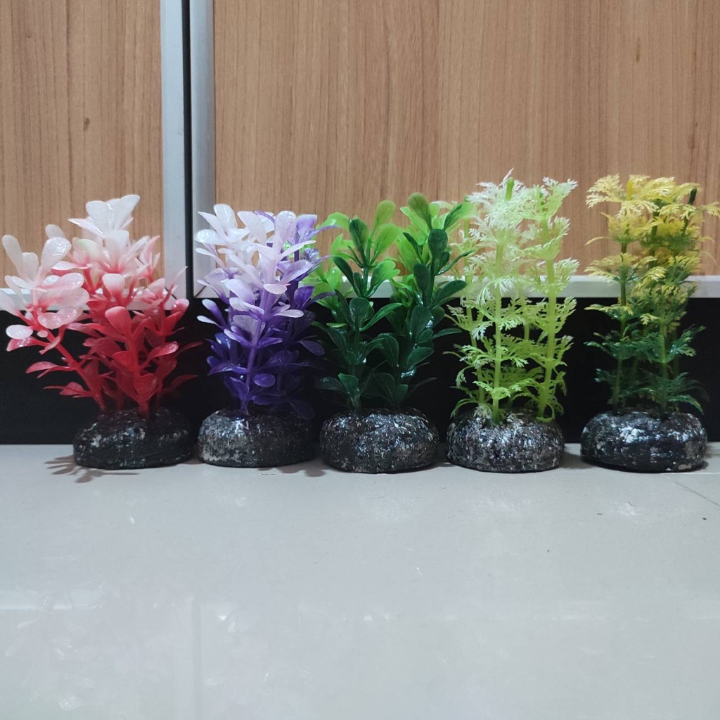 Jual {BUNGA 4} TUMBUHAN PLASTIK TANAMAN PLASTIK AQUARIUM RUMPUT PLASTIK