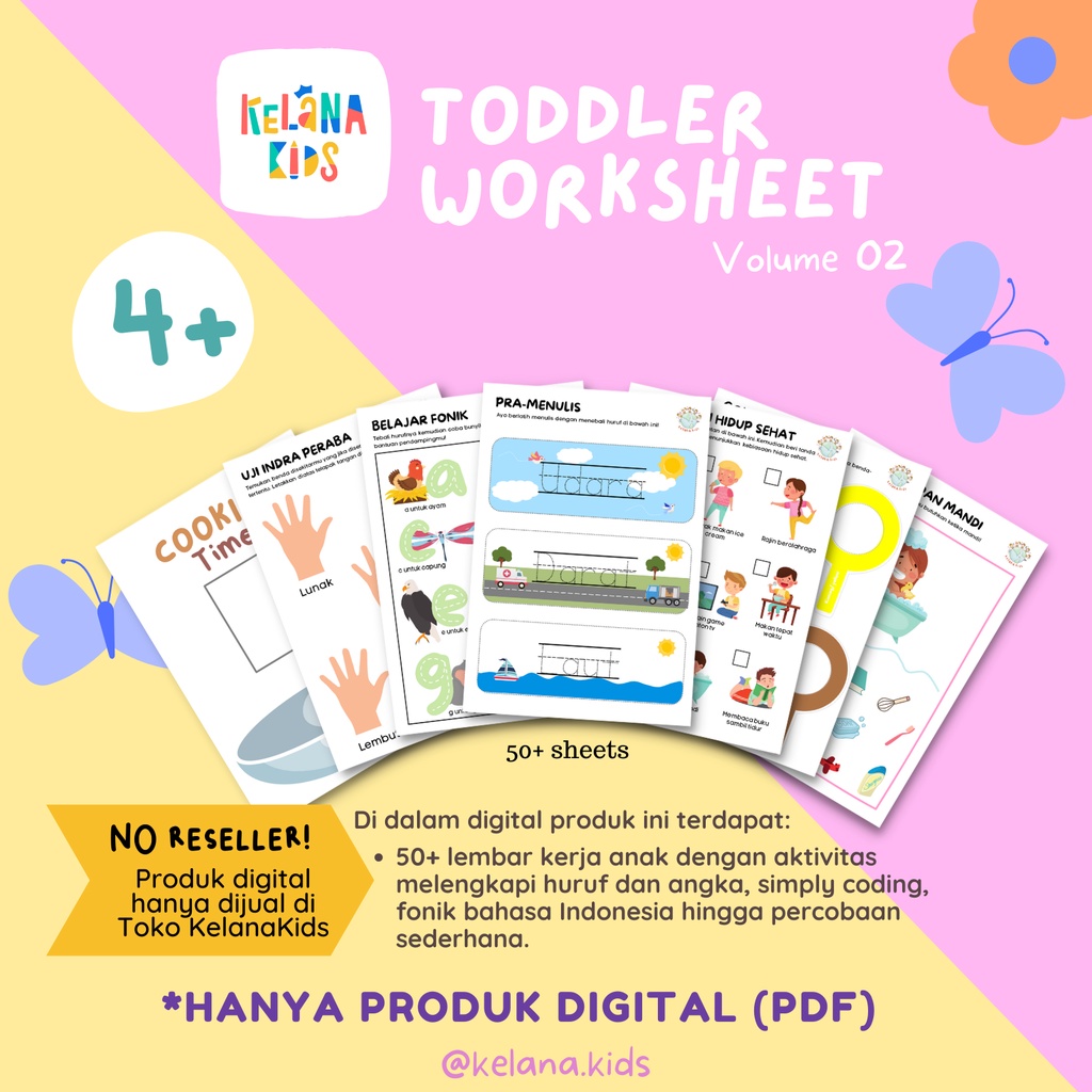 Jual Lembar Kerja Printable Worksheet Vol 03 Untuk Anak Usia 5 Tahun