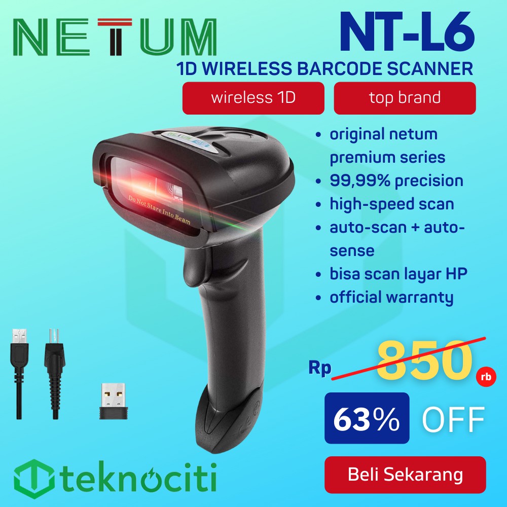 NETUM L6 AutoScan Wireless Barcode Scanner Long Range Scan HP PC