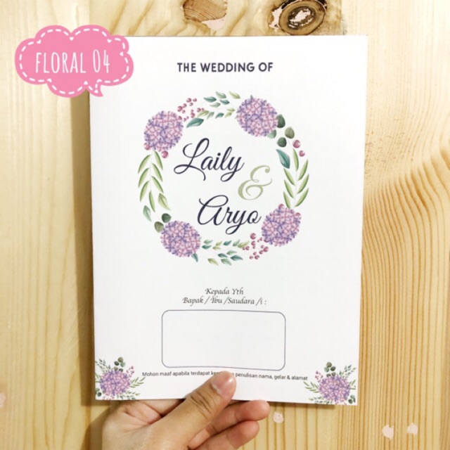 undangan pernikahan wedding cantik custom rustic floran