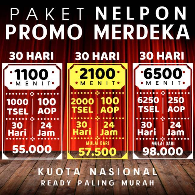 PAKET NELPON / TELPON TELKOMSEL BULANAN 1100 2100 6500