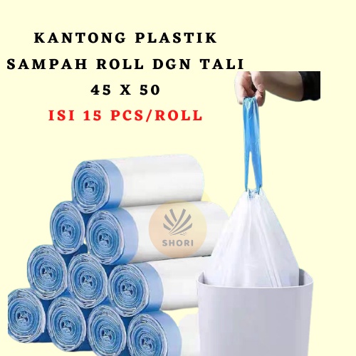 Jual KANTONG PLASTIK SAMPAH ROLL TALI, TRASH BAG ROLL, GARBAGE BAG