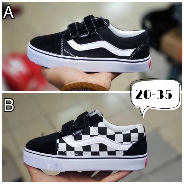 GRADE B SEPATU VANS ANAK HITAM PEREKAT / SEPATU SEKOLAH HITAM PEREPE