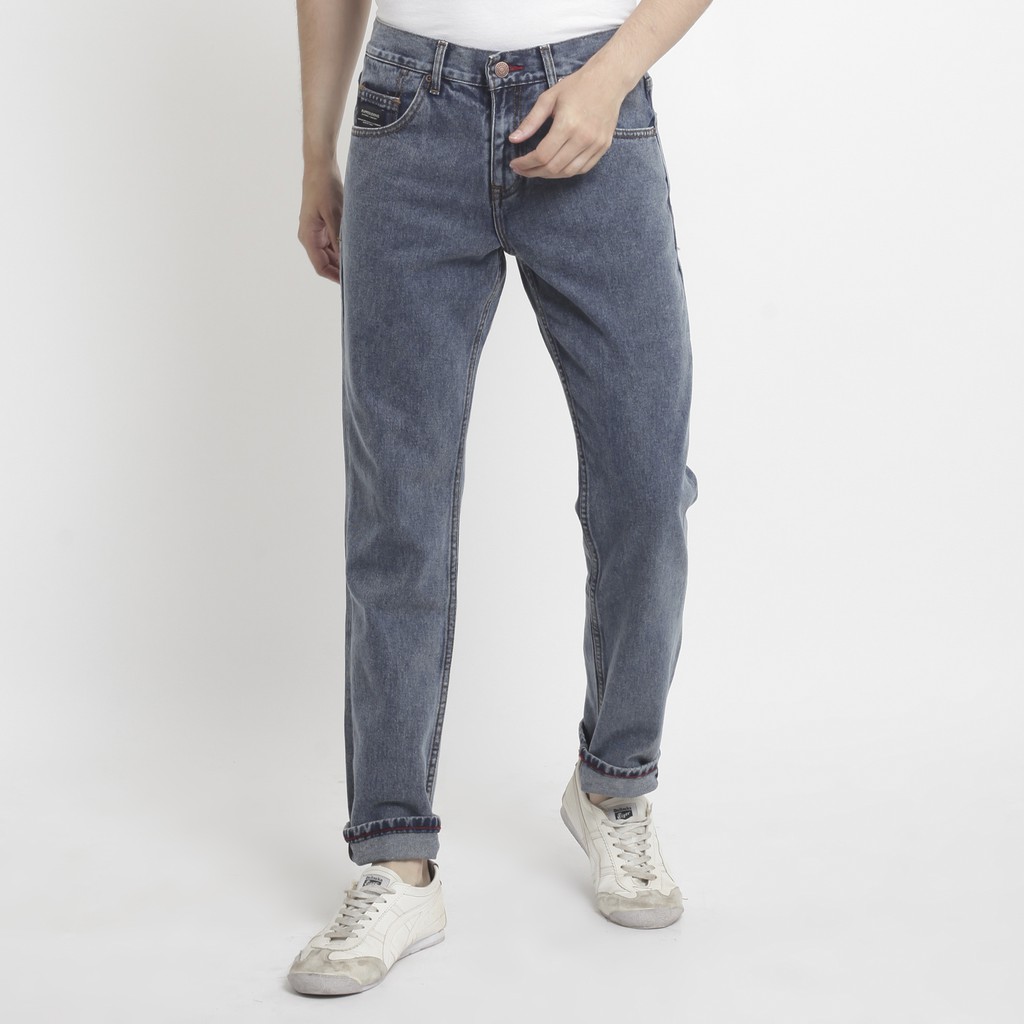 Papperdine Celana Jeans Pria 311 Snow Blue Straight Fit 14 OZ