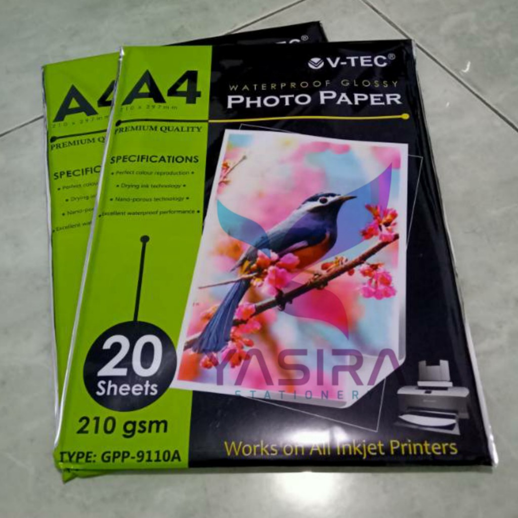 Photo Paper / Kertas Foto / Kertas Photo VTec Vtec A4 210gsm Glossy