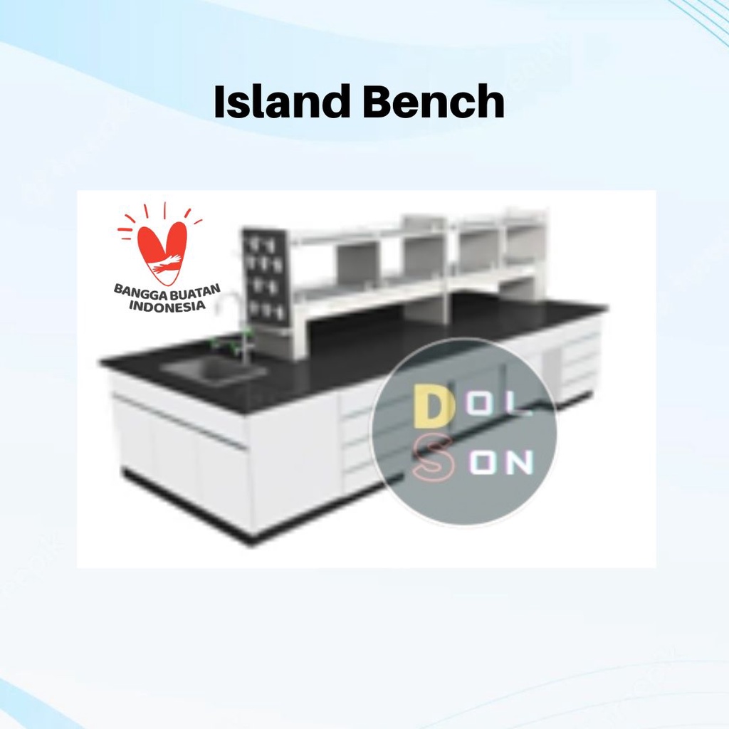 Jual Meja Laboratorium Tengah / Island Bench Lab Laboratory Furniture Top Phenolic 6mm IBDN
