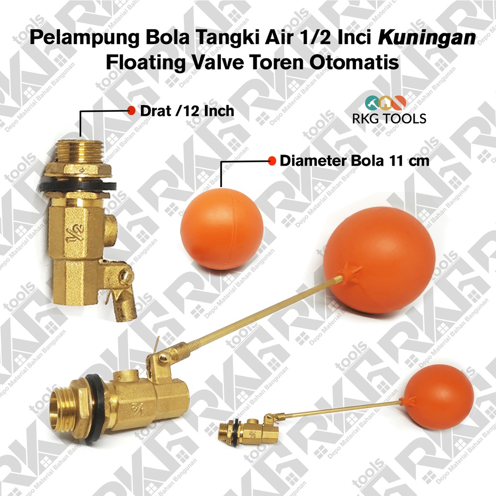 Pelampung Bola Tangki Air 1/2 Inci Kuningan l Floating Valve Toren Otomatis  | Shopee Indonesia
