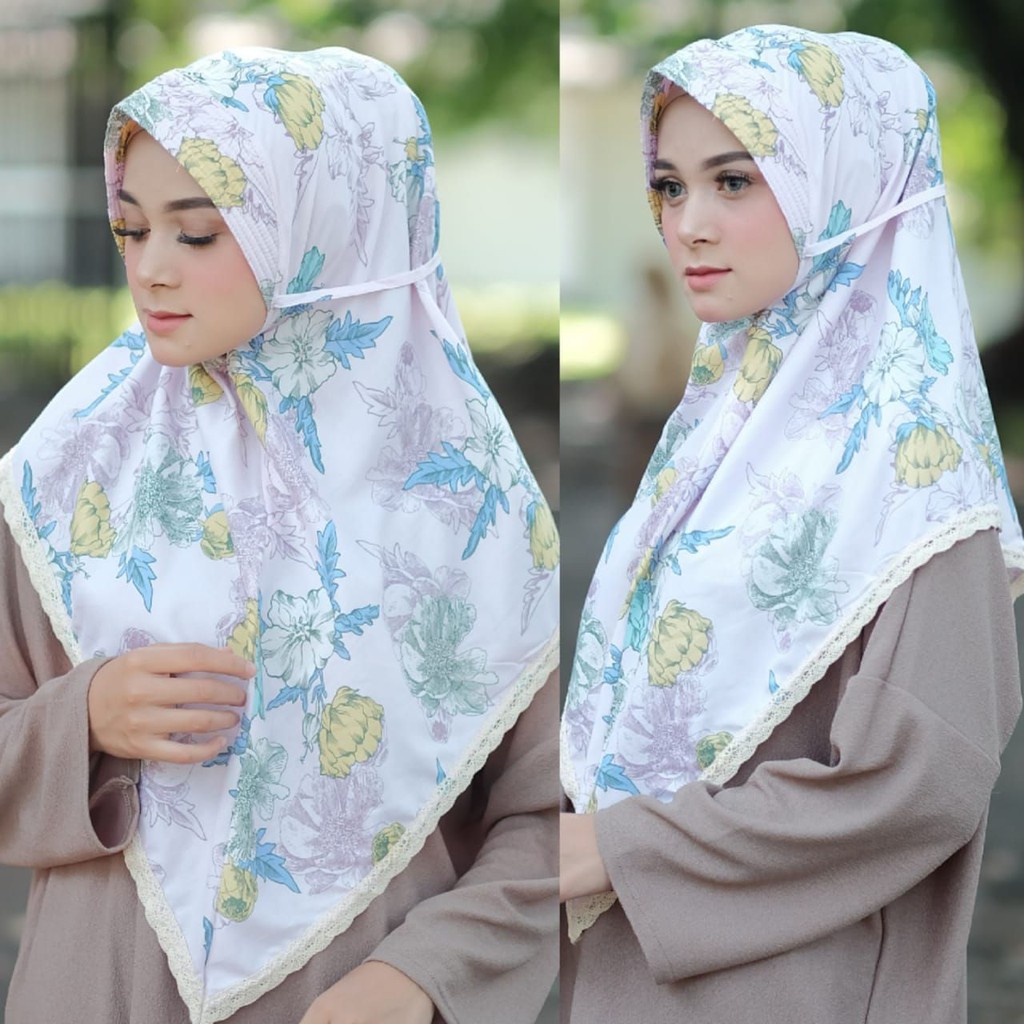 JIlbab KCB Instan Motif Bunga Katun Rayon , Kerudung Instan Motif