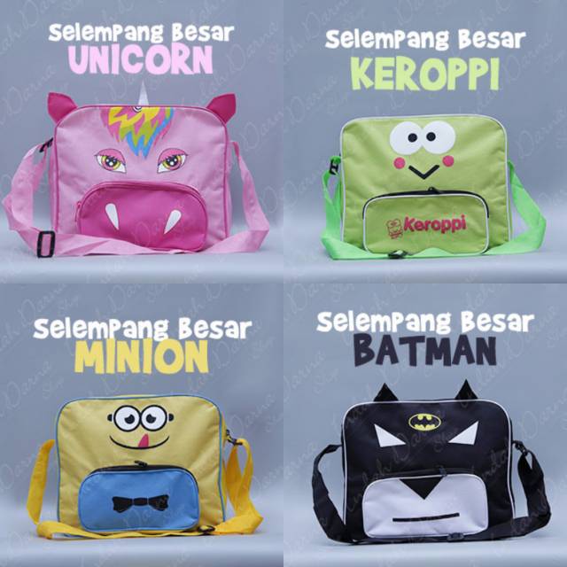 Tas Slempang Karakter Kartun Lucu SD /Souvenir Ulang Tahun Anak Murah /tas ngaji/les Shopee