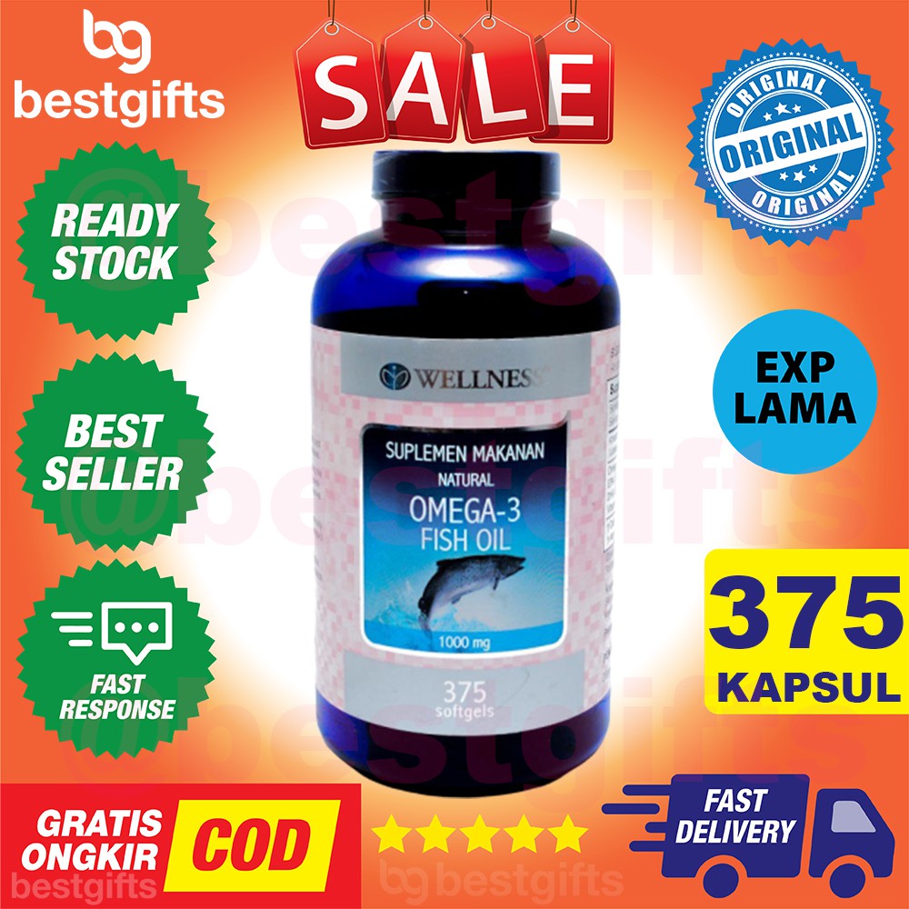 WELLNESS OMEGA 3 1000 MG 1000MG FISH SALMON OIL KOLESTEROL MINYAK IKAN