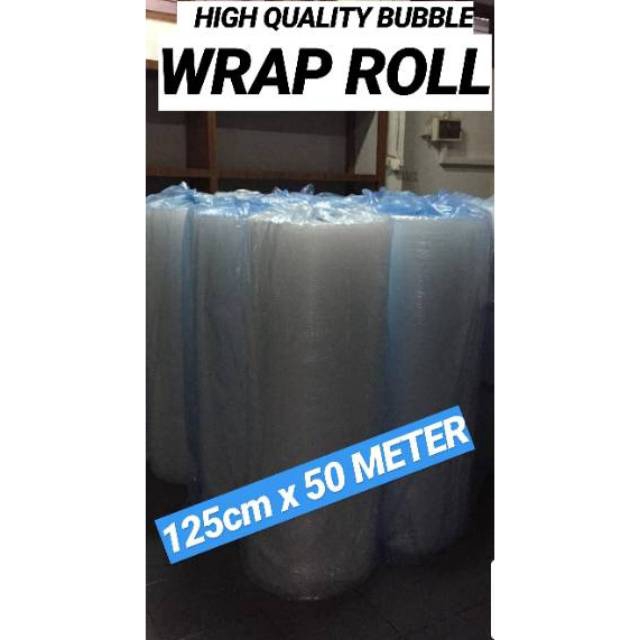 BUBBLE WRAP ROLL uk 1,25m x 50m plastik hitam putih 125 cm x 50 m 40 cm x 50 m KHUSUS INDAH