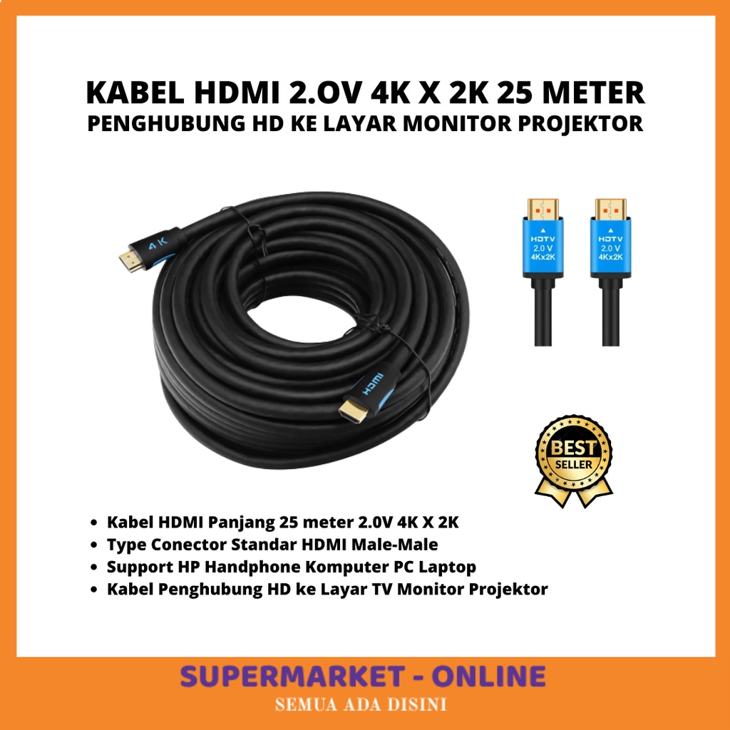 Jual HARGA PROMO Kabel HDMI 25 Meter Kabel Penghubung HD Ke Layar TV